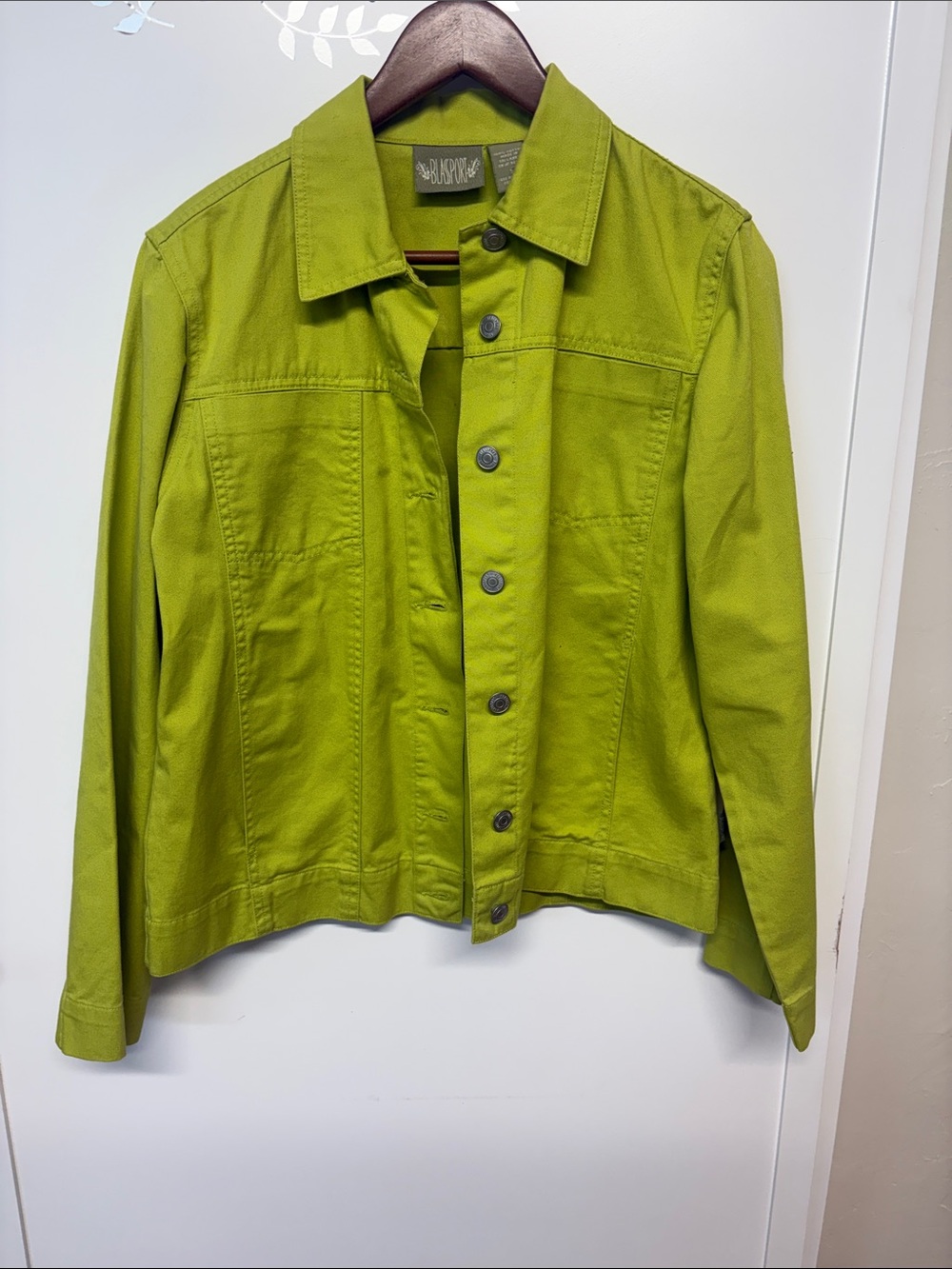 Women's Lime Green Button-Front Jean Jacket